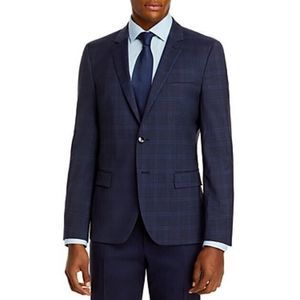 Hugo Boss Slim Fit Plaid Full Suit Hesten Plaid Extra Slim Pants 36R US 52 IT